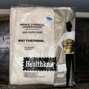 Vintage Healthknit ski thermal shirt off-white 2XL tall 50-52